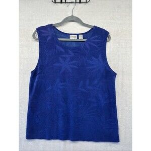 Chicos Tank Top Women’s Sz 3  Blue Tropical Pattern Breezy Casual XL Sleeveless